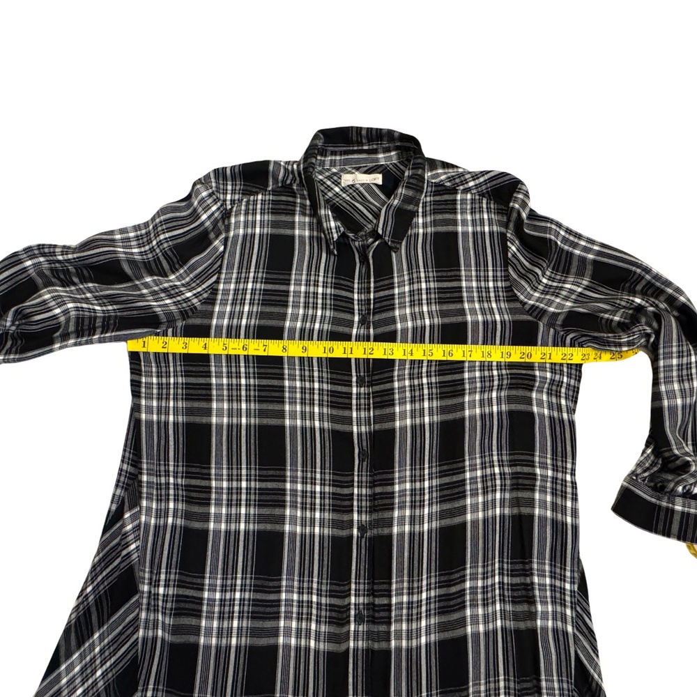 Loft Black & White Plaid Shirt Dress XL - Picture 4 of 7